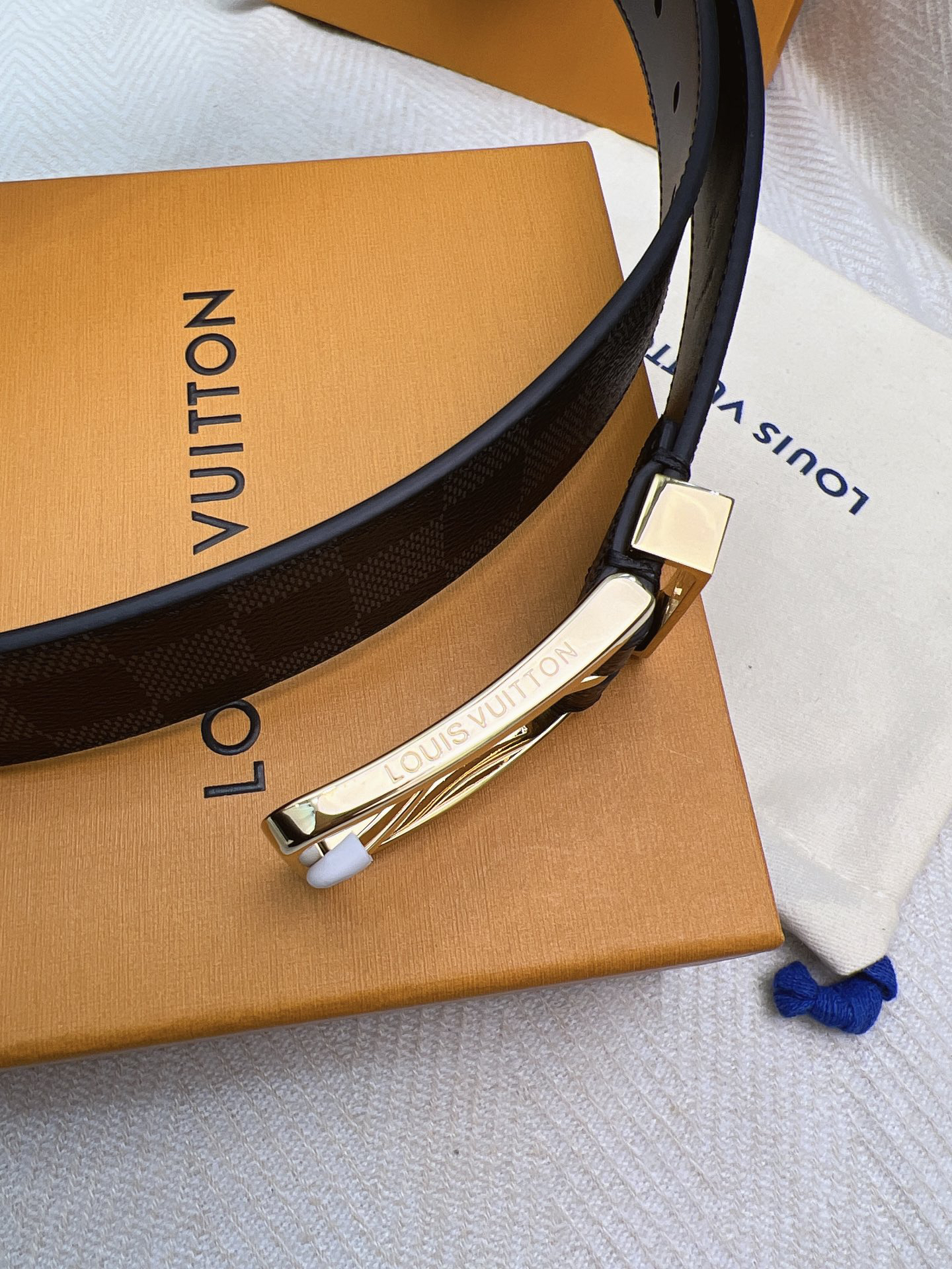 Louis Vuitton Plaid Monogram Double-Sided Men's Belt, 3.5cm Width