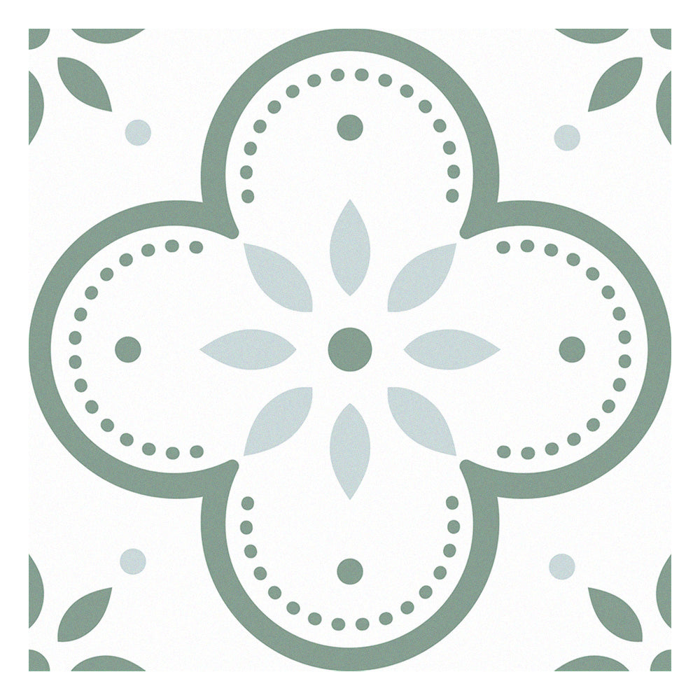 Light Green Flower Peel and Stick Vinyl Floor Tile Sticker