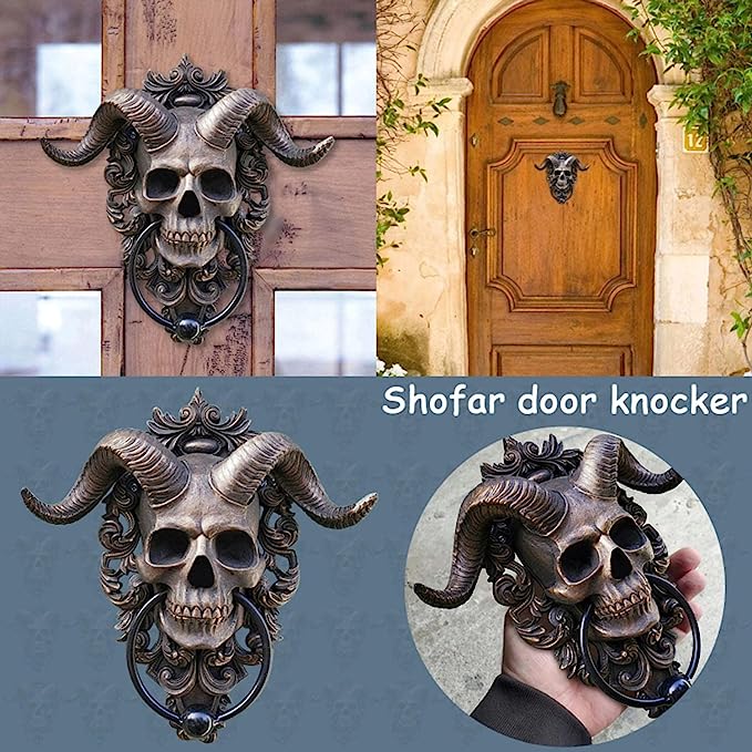 (🔥Last Day Promotion-SAVE 50% OFF)☠️Baphomet Horned God Skull Hanging Door Knocker-BUY 2 GET FREE SHIPPING！
