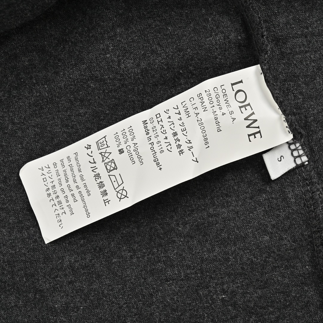 Loewe 24ss two-tone embroidered logo dark grey short-sleeve