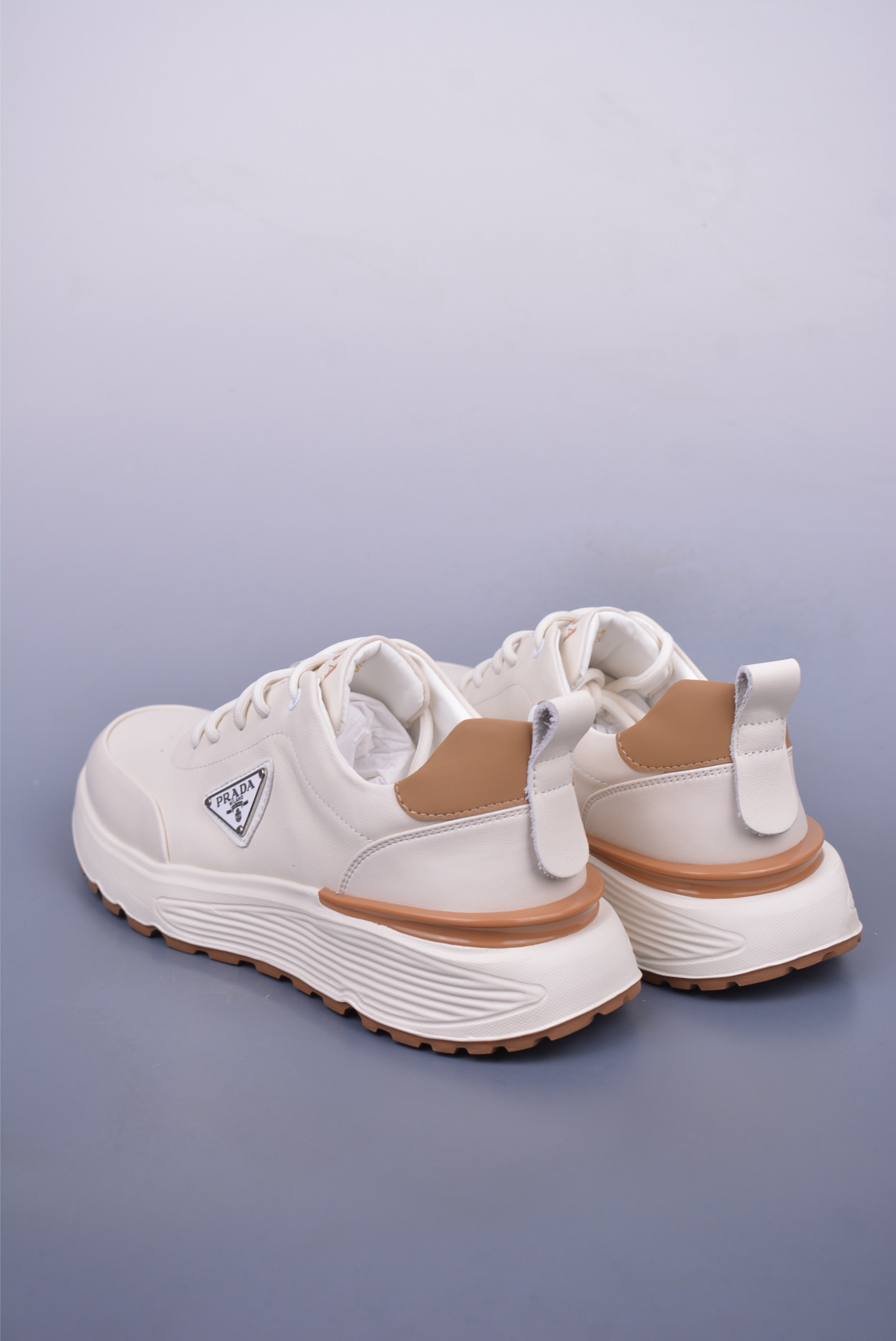 Prada triangle series platform sneakers off-white 3D936M