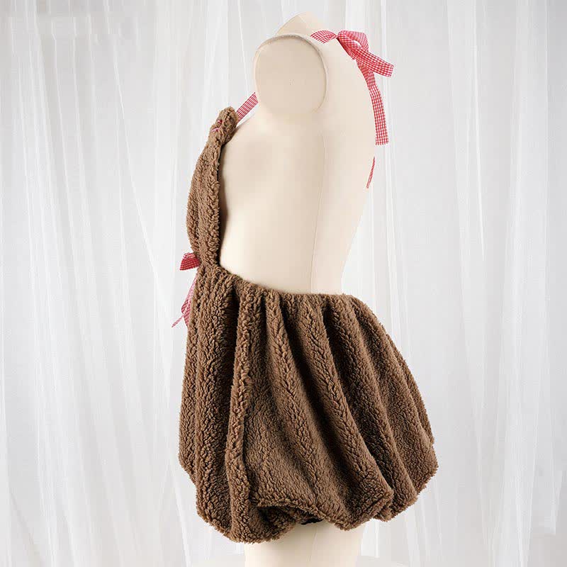 Cartoon Bear Bow Knot Plush Halter Lingerie