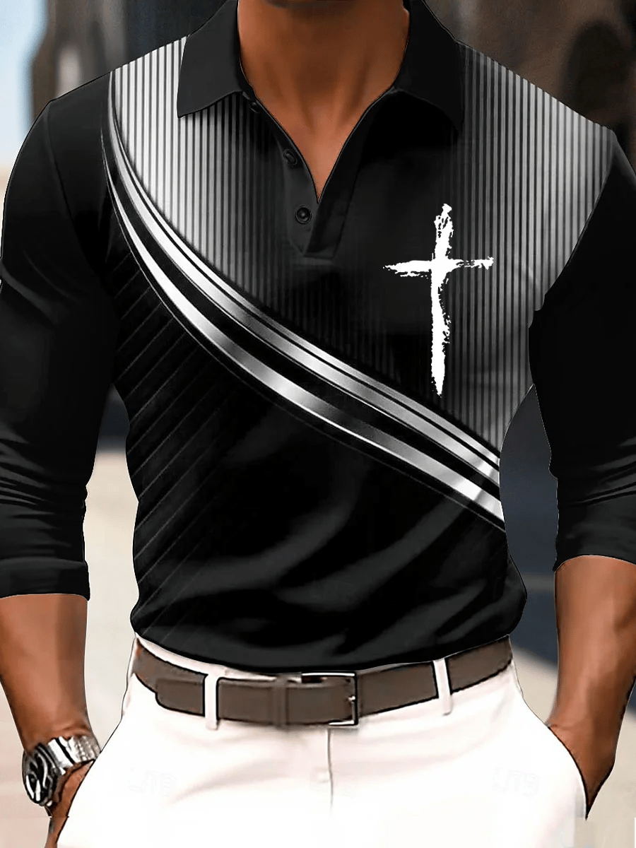 Men's Cross Faith Long Sleeve Polo Shirt