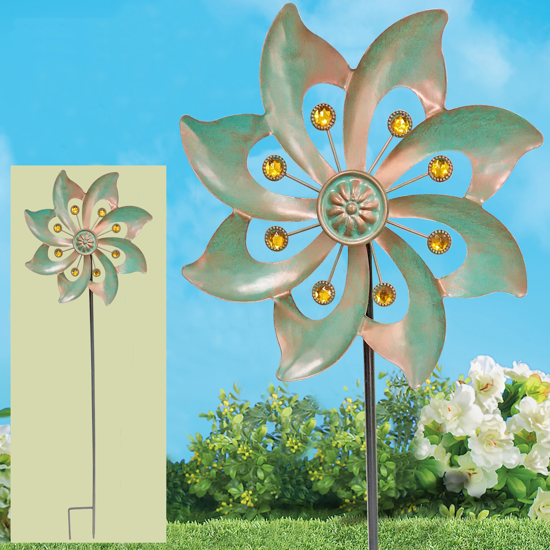 1pc Wind Spinner With Garden Stake, Kinetic Wind Spinners Outdoor Garden Stake For Yard And Garden