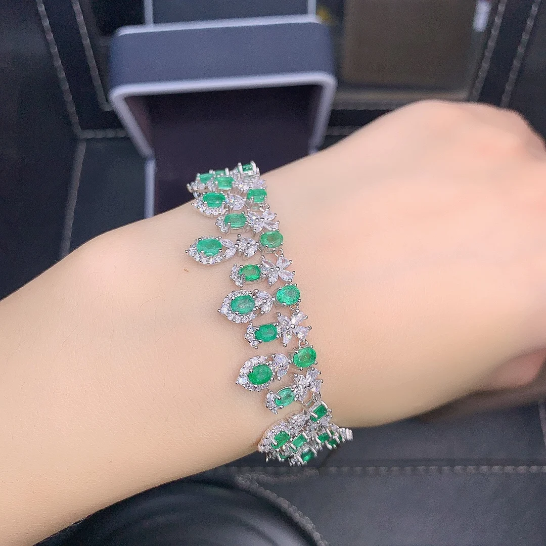Natural New Emerald Necklace Zircon Pendant Necklace Ladies S925 sterling Silver necklace high quality everyday fine jewelry