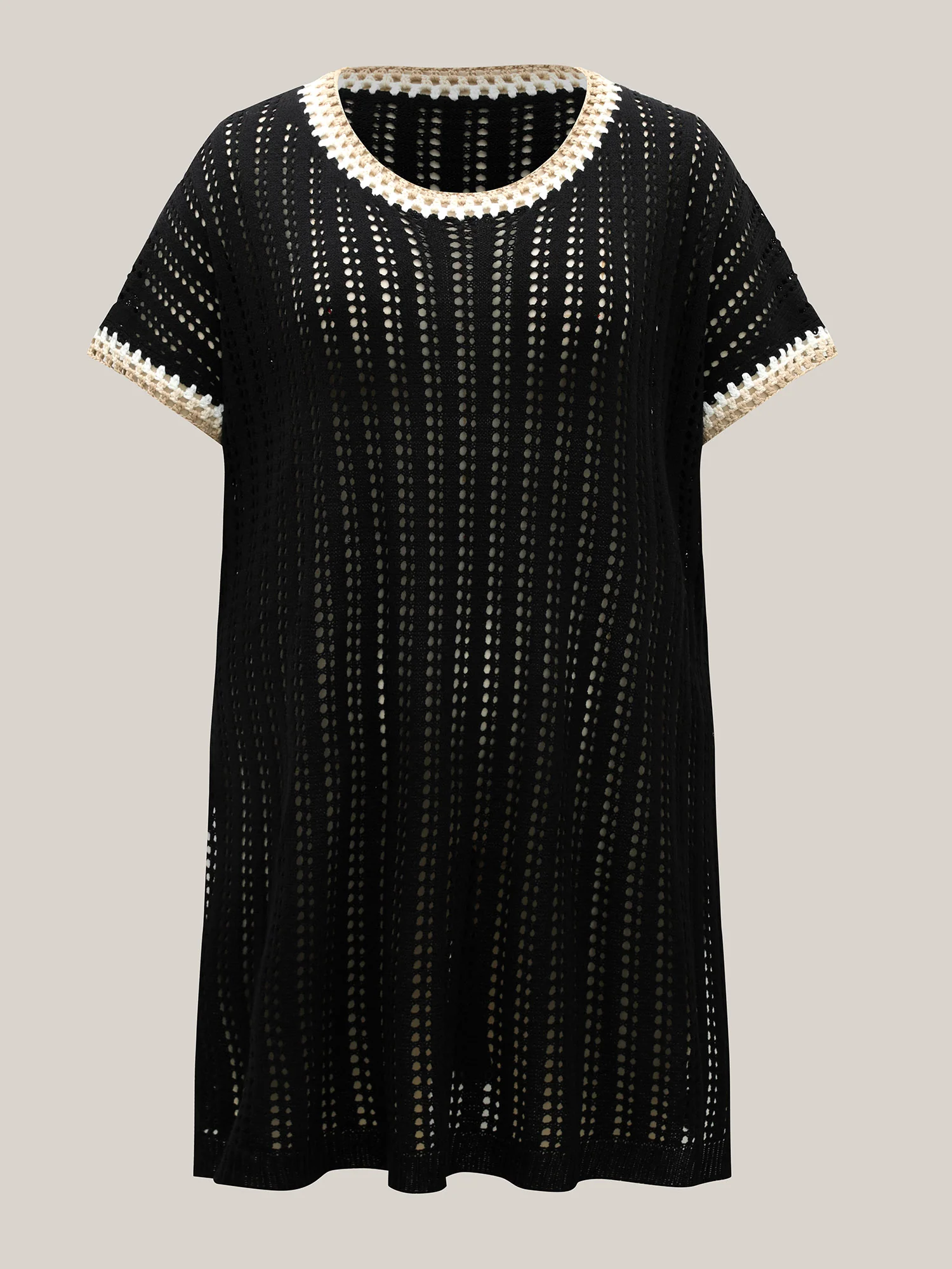 Crochet Floral Embroidery Slit Swim Cover-Up