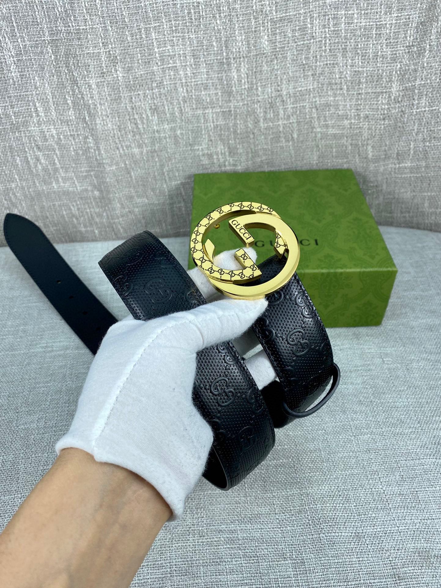 Gucci Signature printed leather belt width 4.0CM