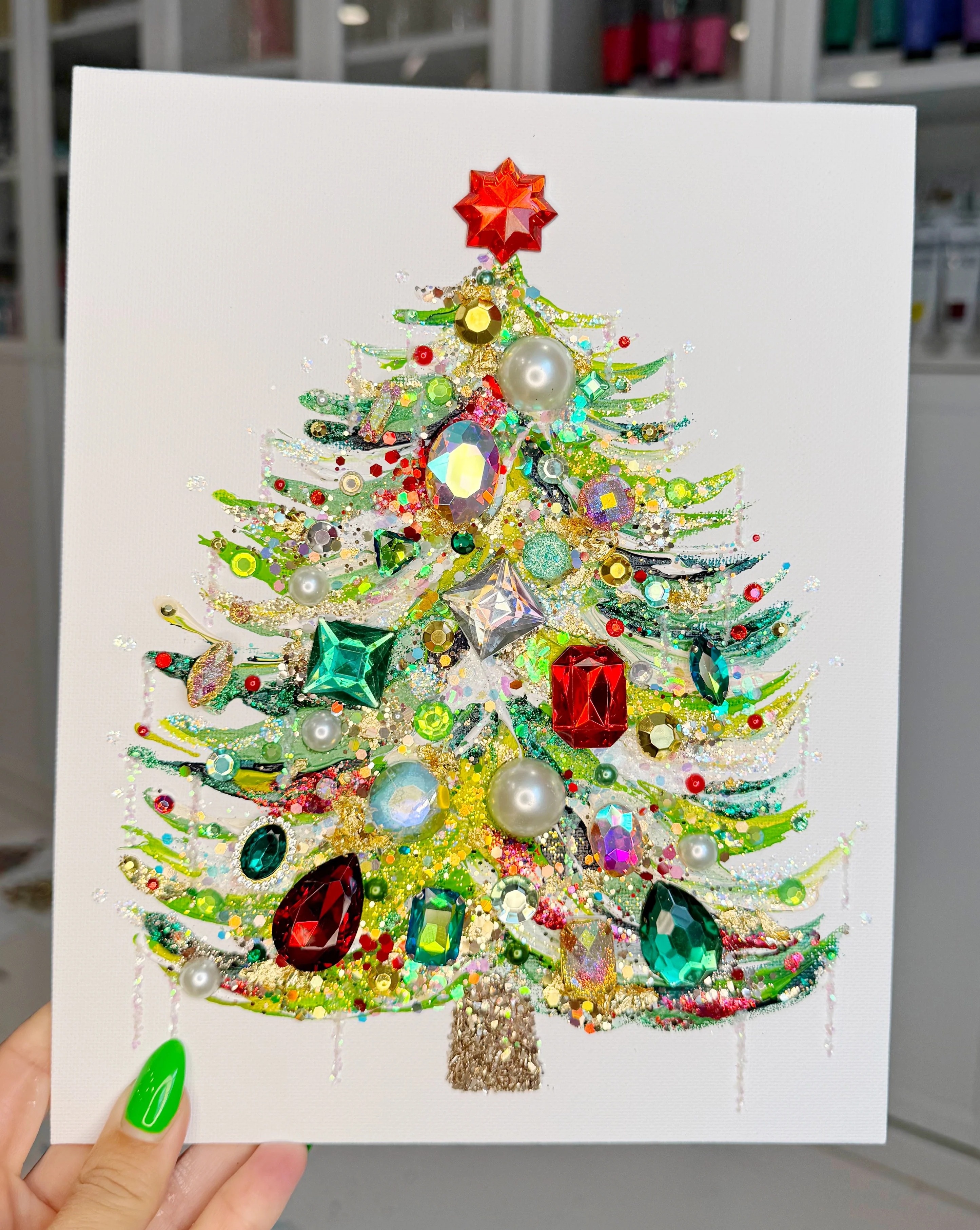 🎄Early Christmas Sale🎄Sparkling Jewelry Christmas Tree Painting