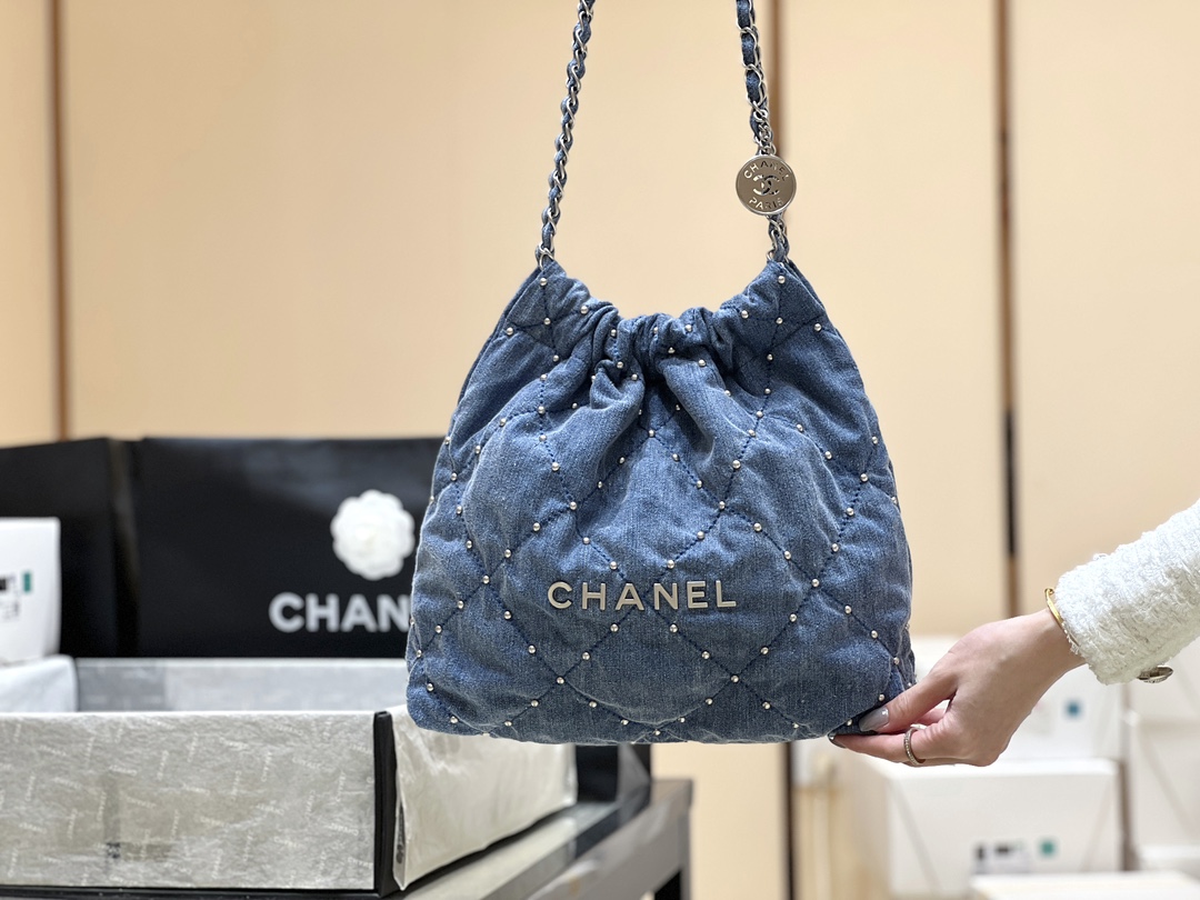 Chanel 24S Spring/Summer Collection Rivet Denim Handbag AS3260
