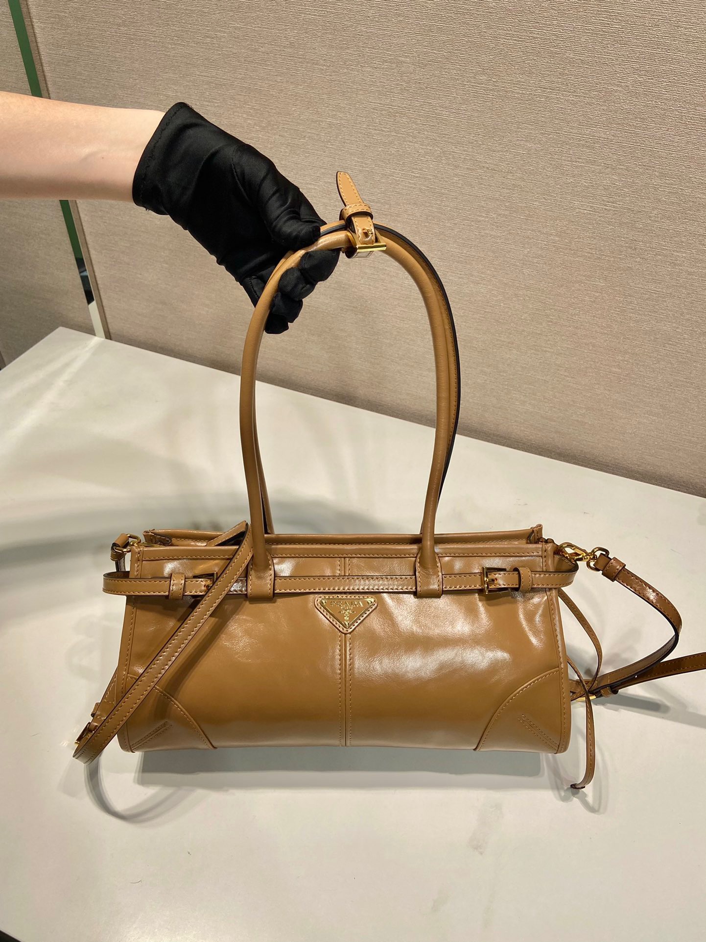 Prada lussolf waxed leather handbag 1BA426