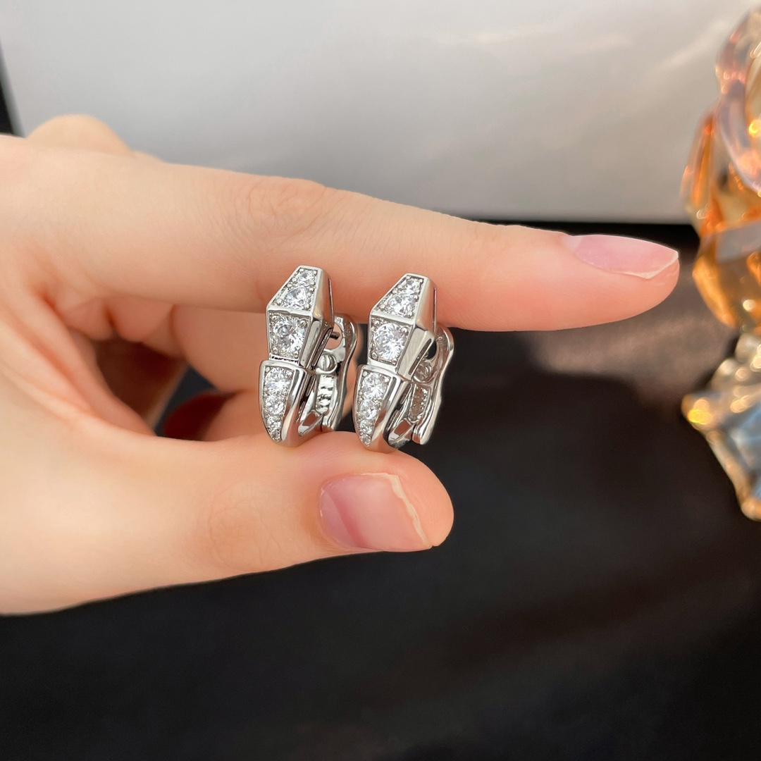 Bulgari snake bone diamond earrings