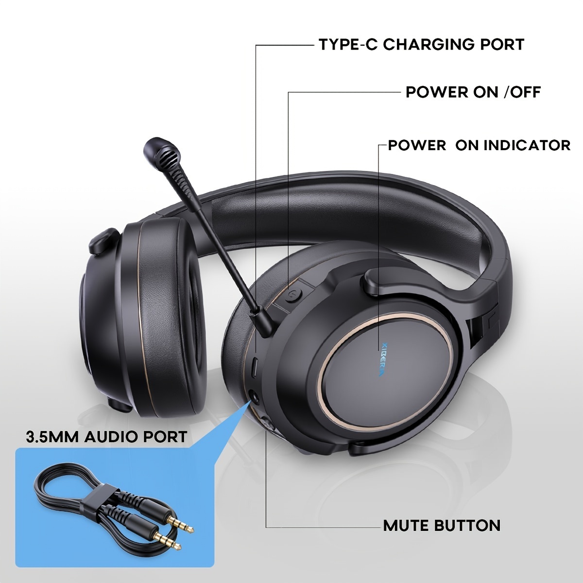 NUBWO Noise Cancelling Wireless Gaming Headset 5.8G For PS5,PS4,PC G01 Black