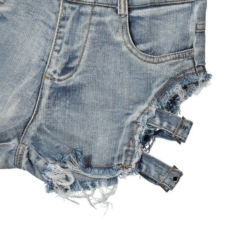 Sexy High Waist Buckle Denim Shorts Lingerie