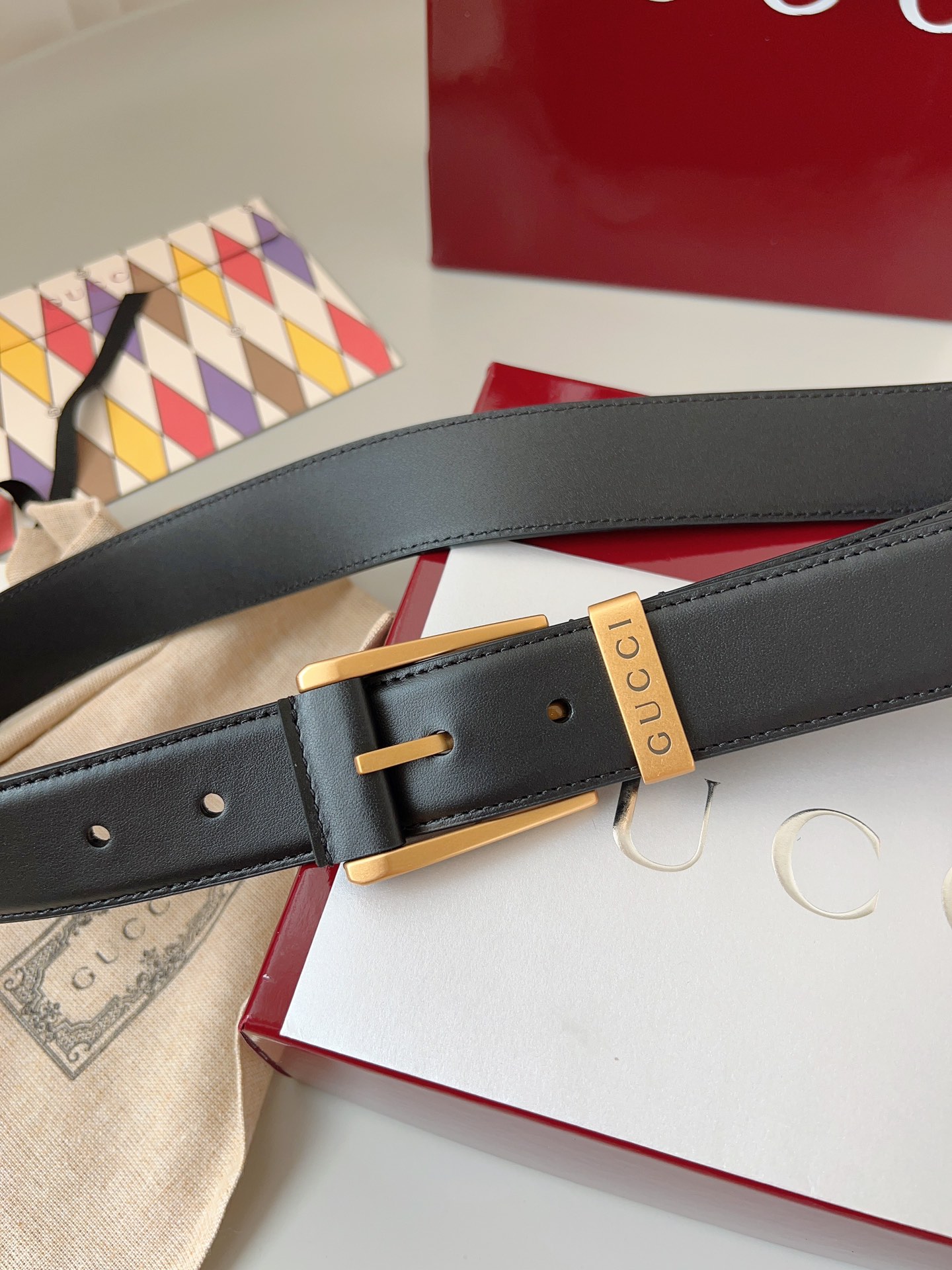 Gucci pin buckle leather belt 3.5cm wide