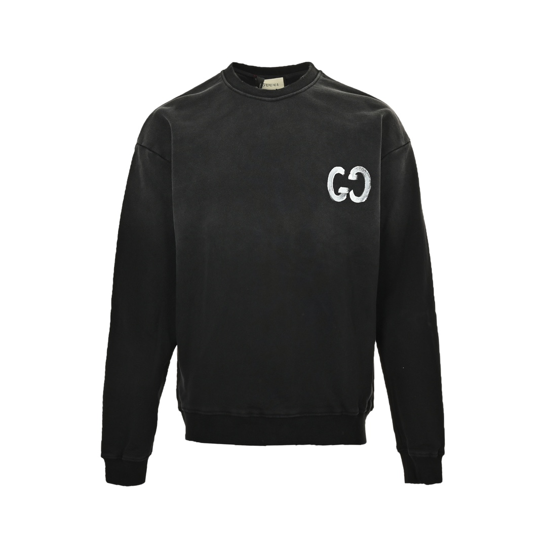 Gucci 24Fw Double G Hand-Painted Lettering Washed Crew Neck Sweatshirt