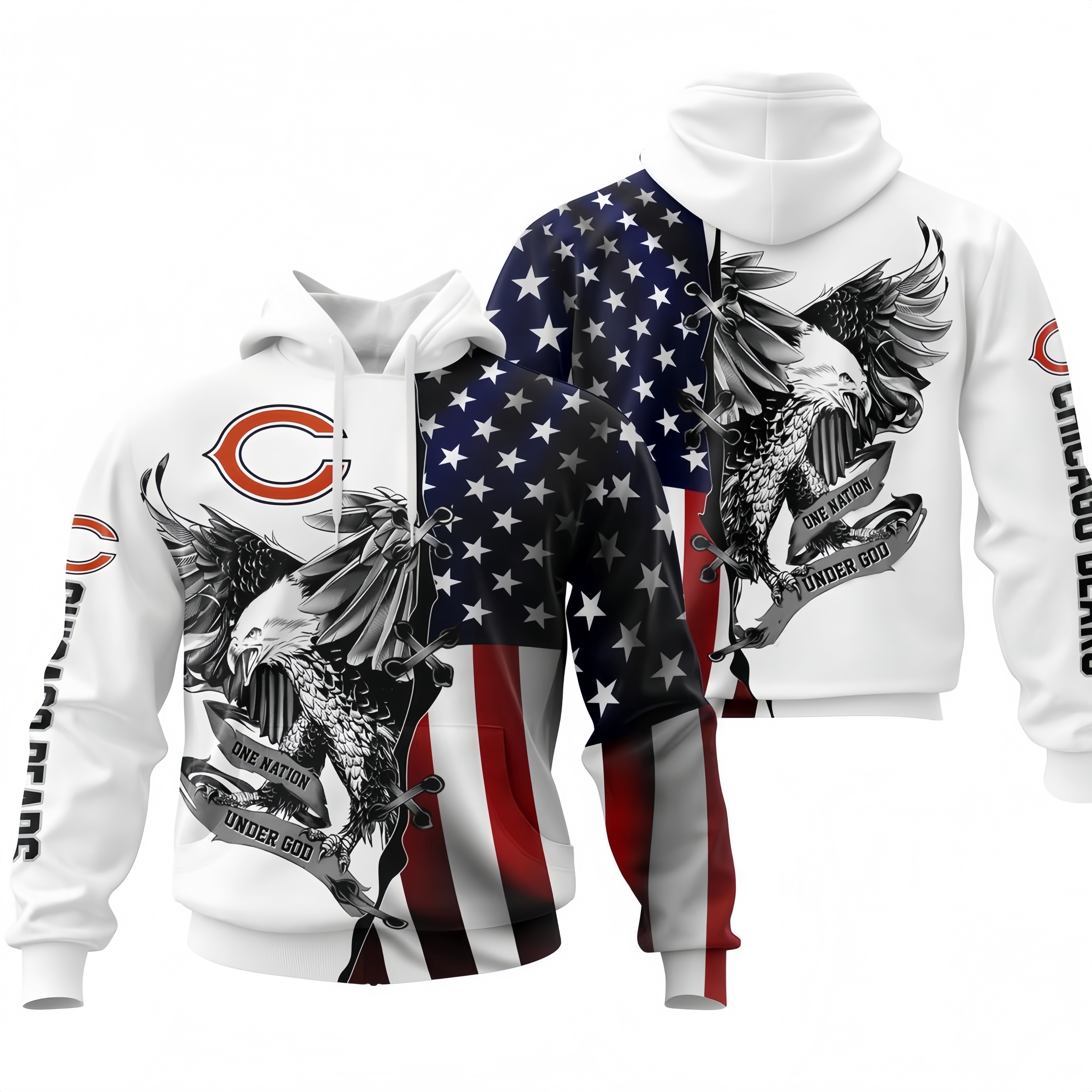 CHICAGO BEARS 3D USA FLAG EAGLE