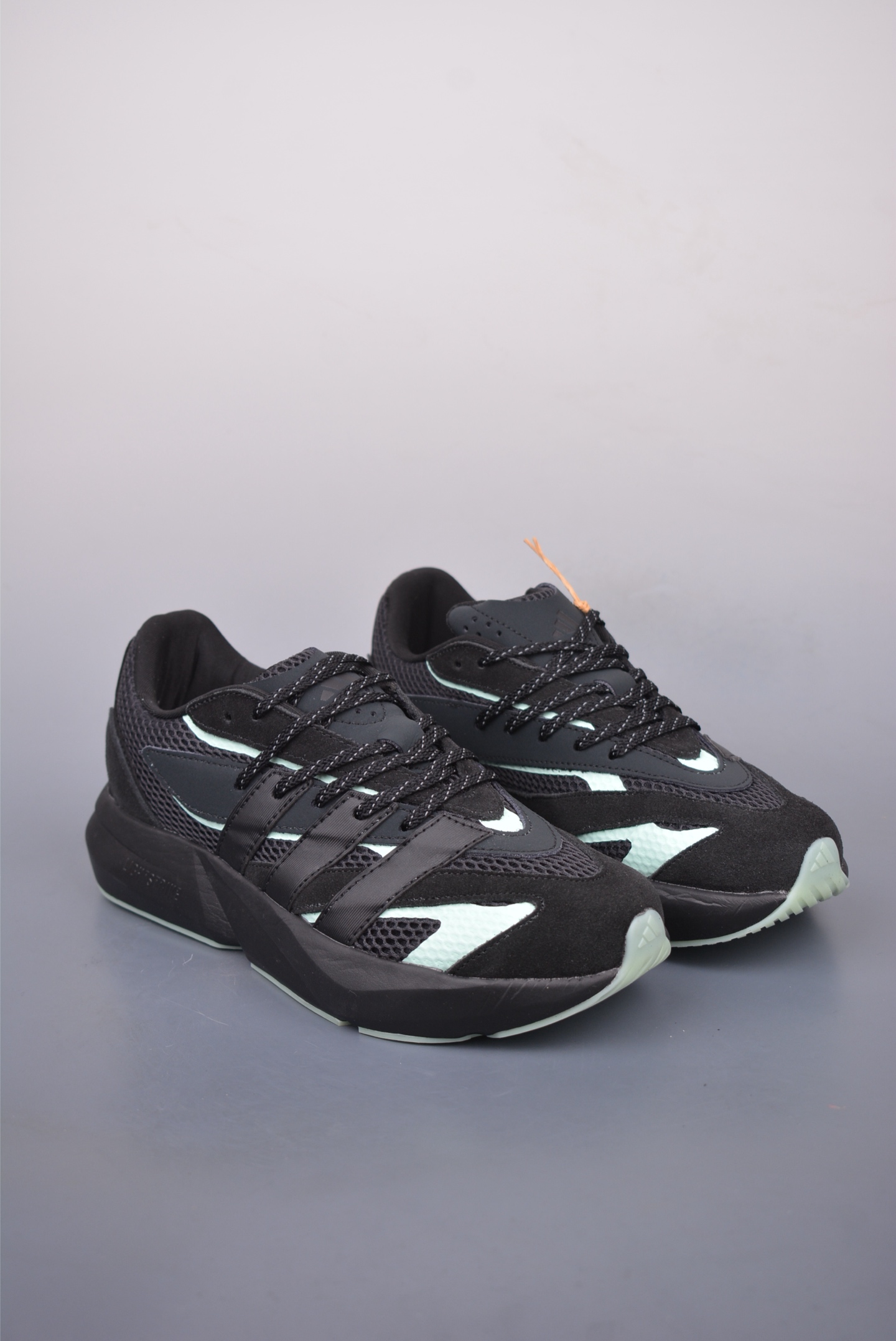 Adidas Lightblaze Low Running Shoes Tennis Black Mint Green JR1058