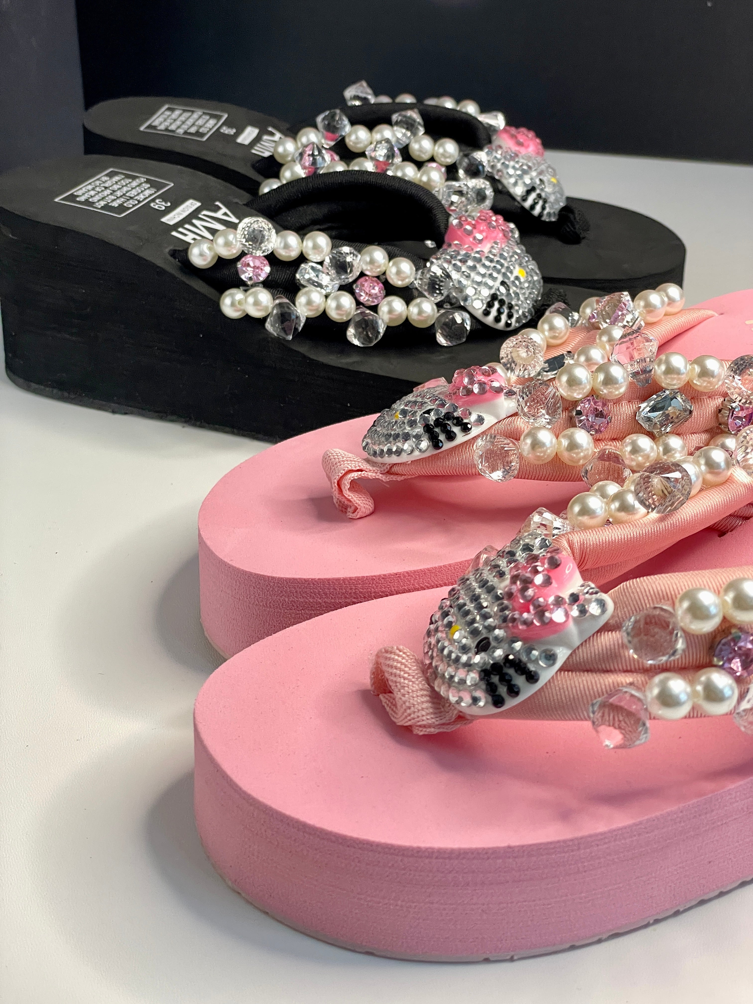 Hello Kitty Rhinestone High Platform Sandals Slippers