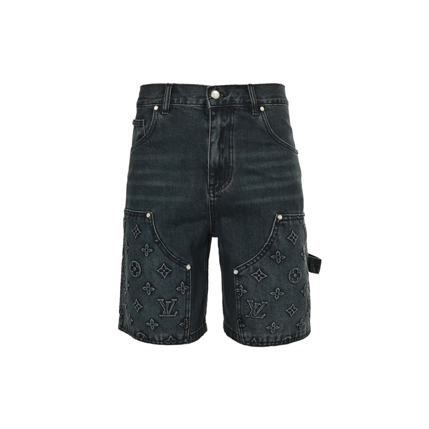 Louis Vuitton 25ss monogram embossed denim shorts