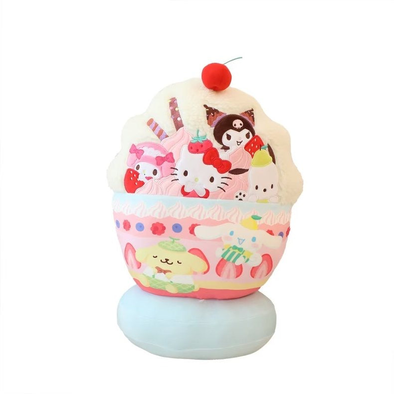 Sanrio Ice Cream Plush ｜Blanket and Pillow Set,2 in 1 Plush Stuffed Hugging Pillow Blanket for Kids Gift Travel Airplane Train Bed Office Nap
