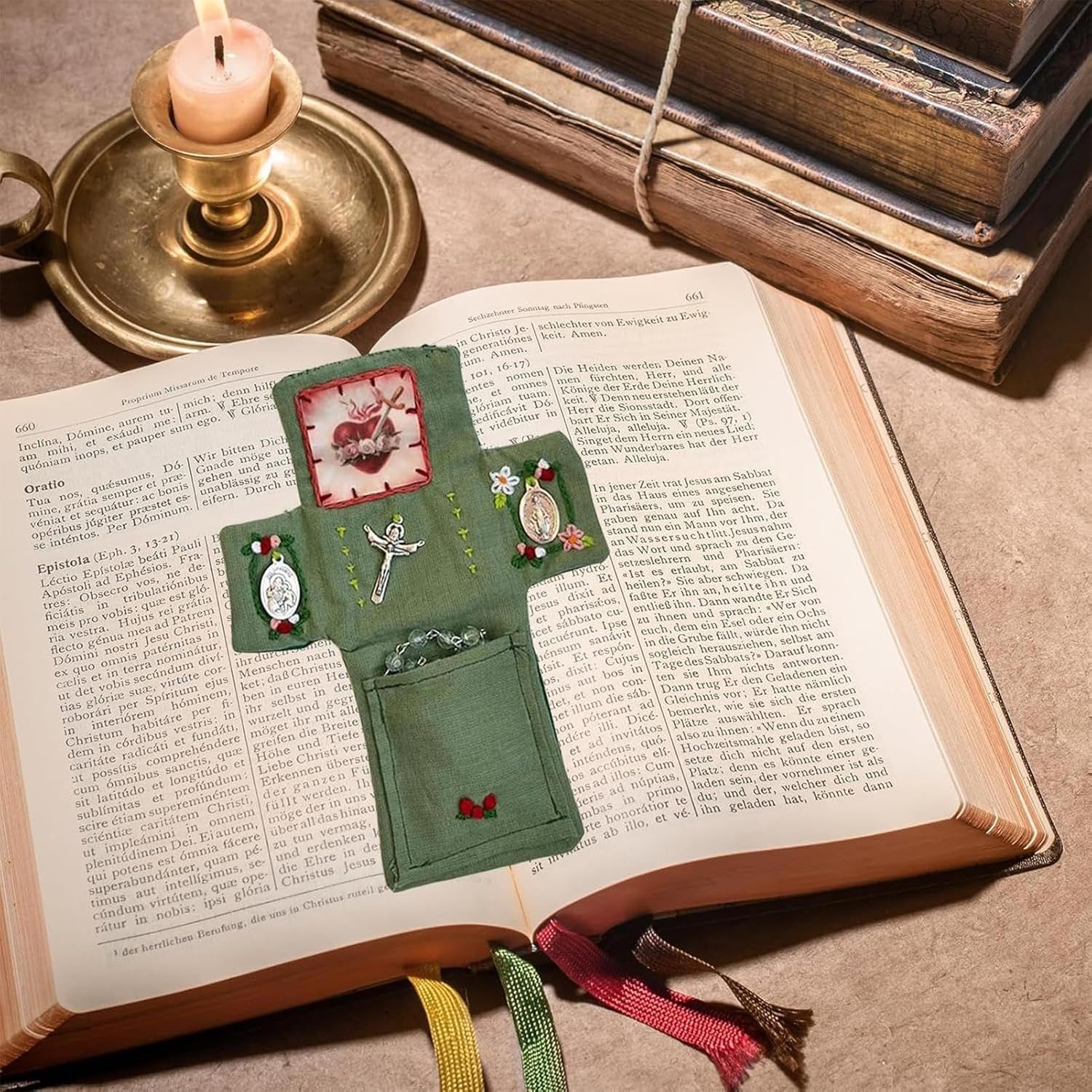🔥LAST DAY 50% OFF🔥Handmade Stuitched Pocket Shrine With Silver Cross