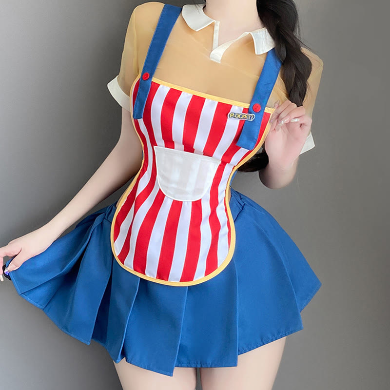 Cosplay Striped Convenience Store Maid Uniform Lingerie