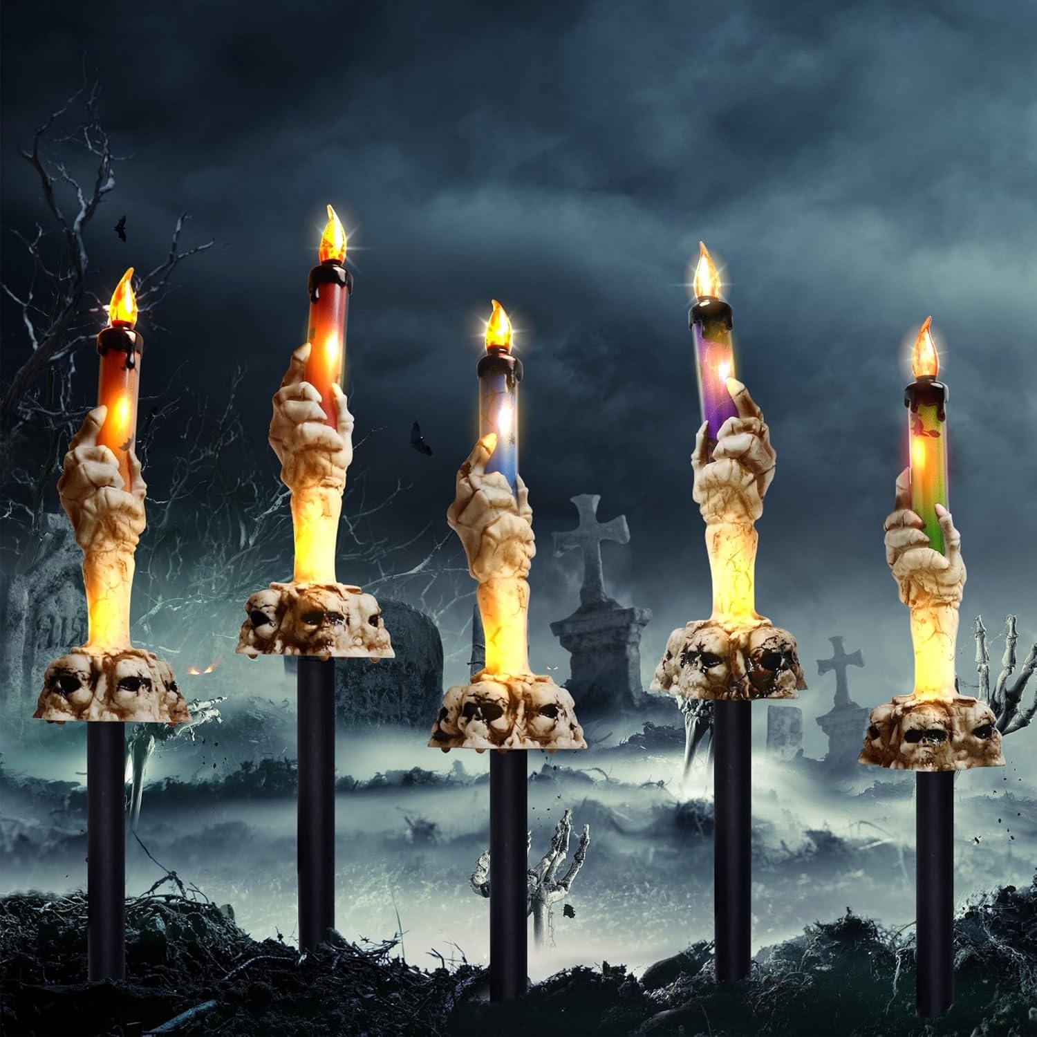 ✨Flash Sale✨Candle Skull Hand Candle Holder（solar energy）