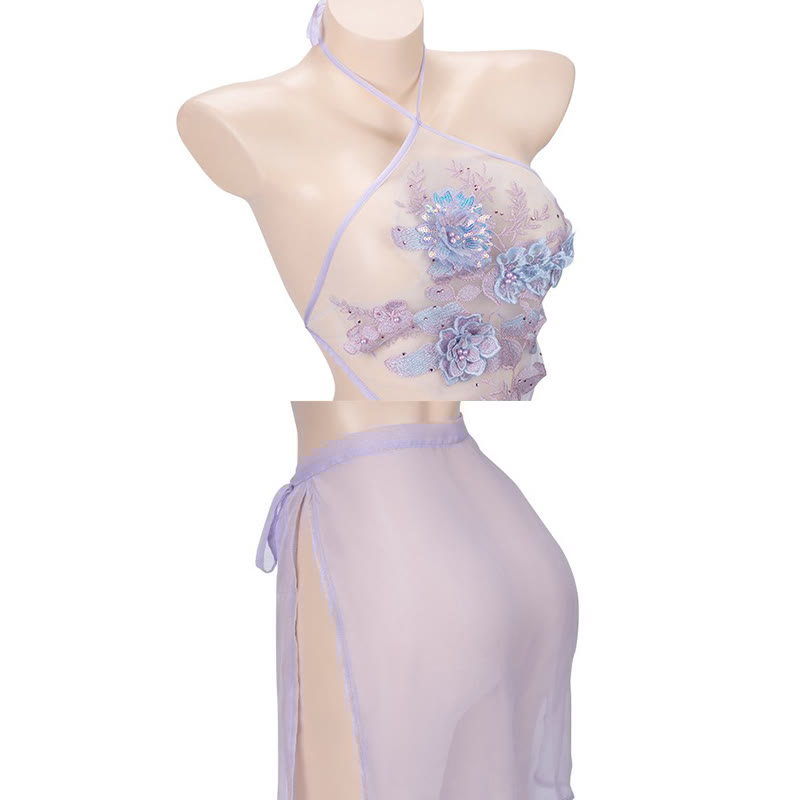 Vintage Hanfu Dudou See-through Lingerie Set
