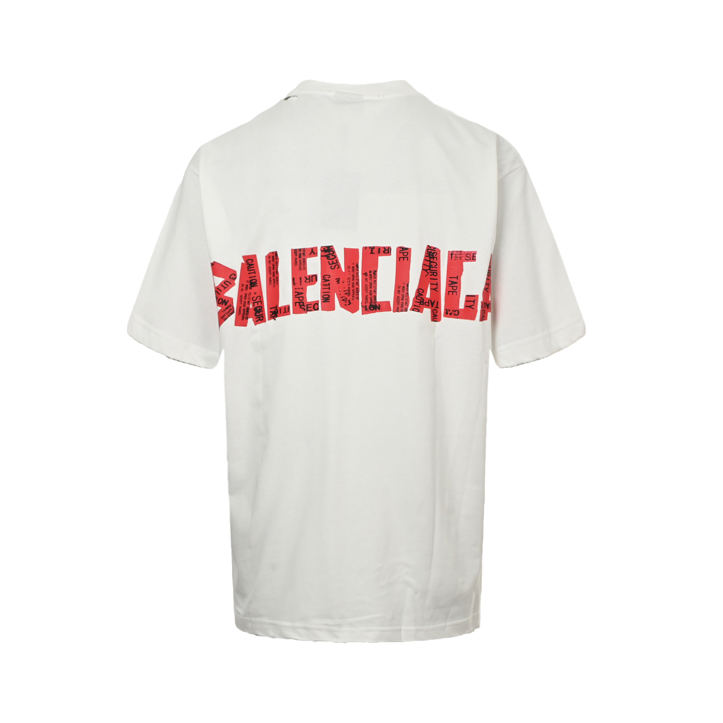 Balenciaga 25ss red tape print short sleeve