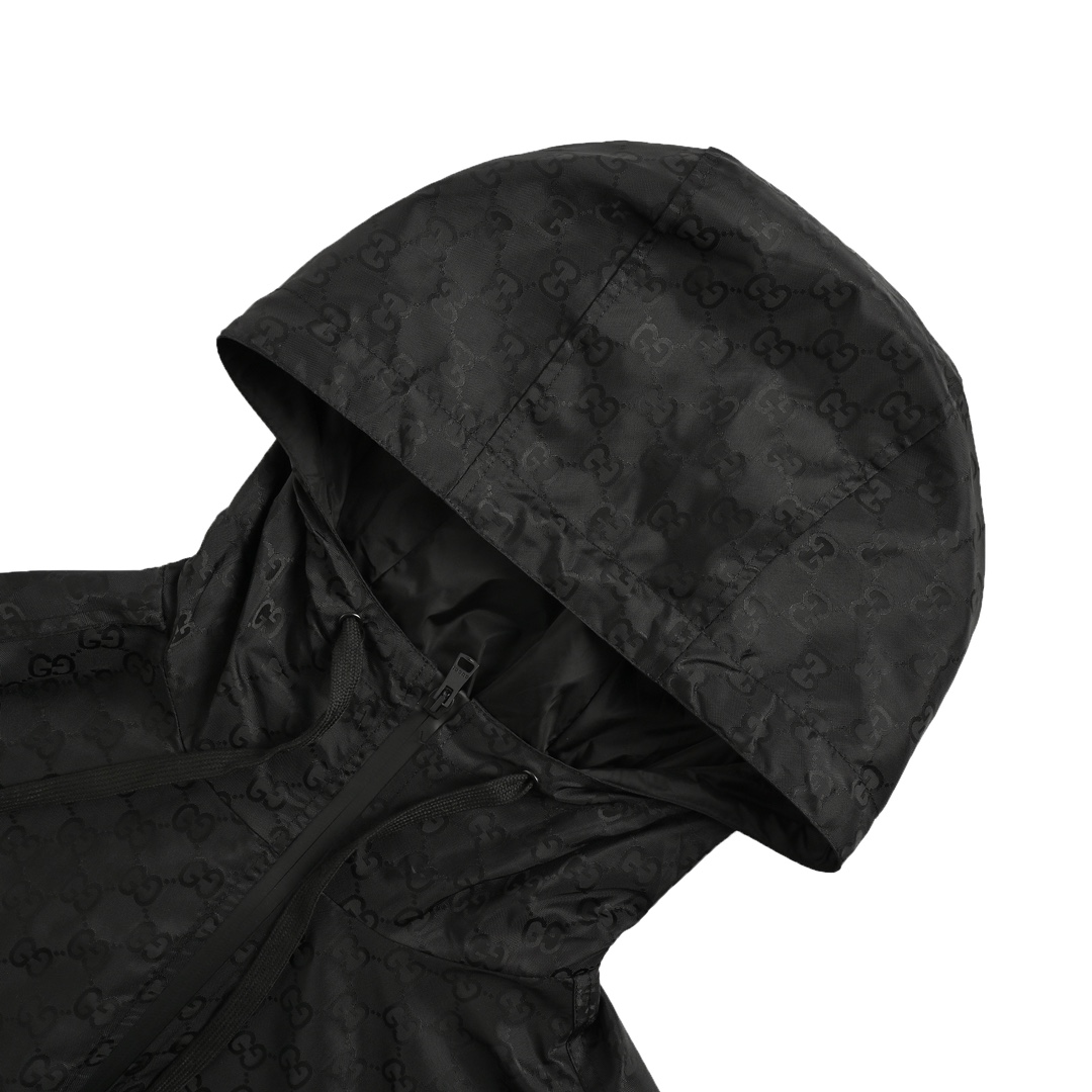 Gucci 24Fw Double G obscure jacquard nylon hooded jacket