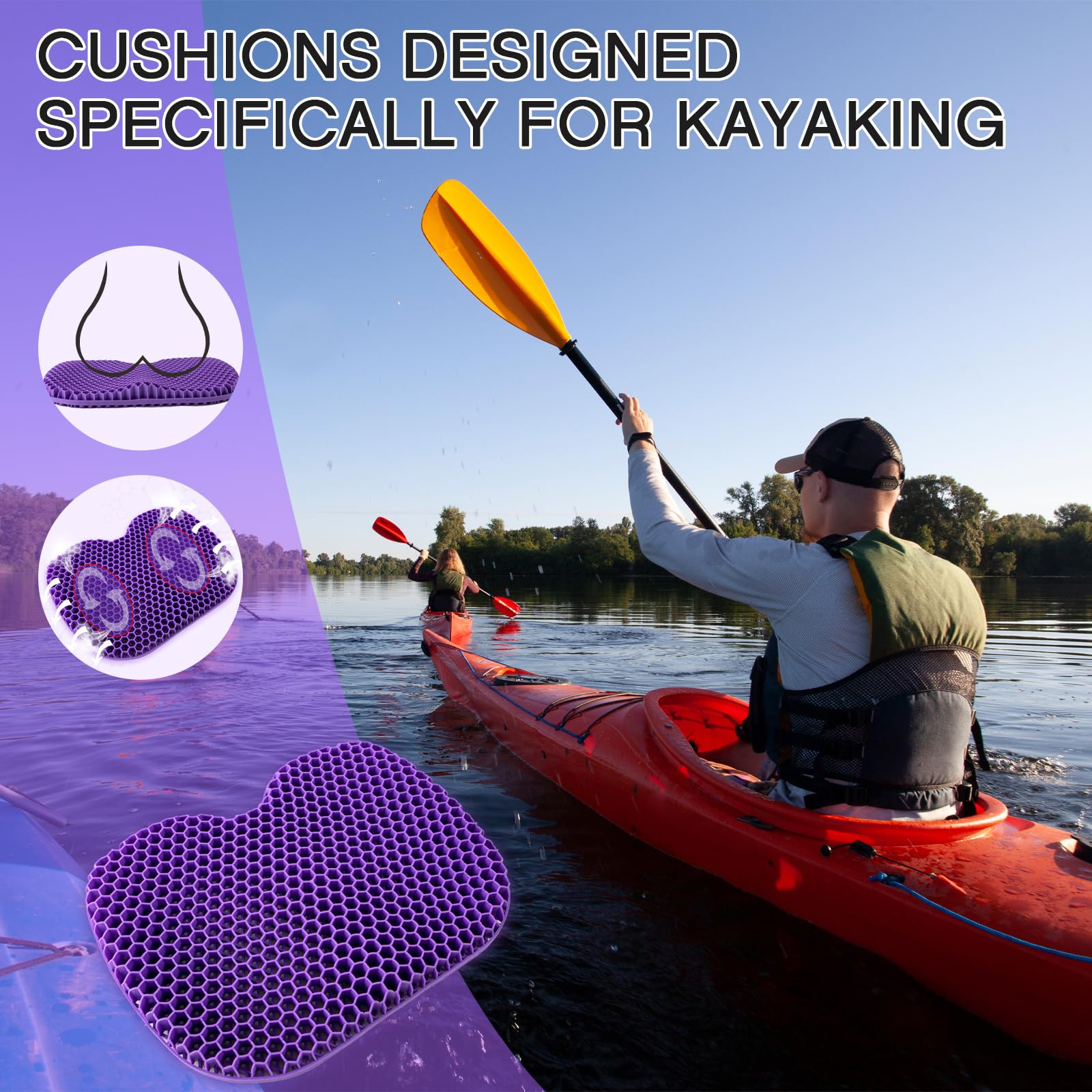 Purple Anti Slip Kayak Seat Cushion
