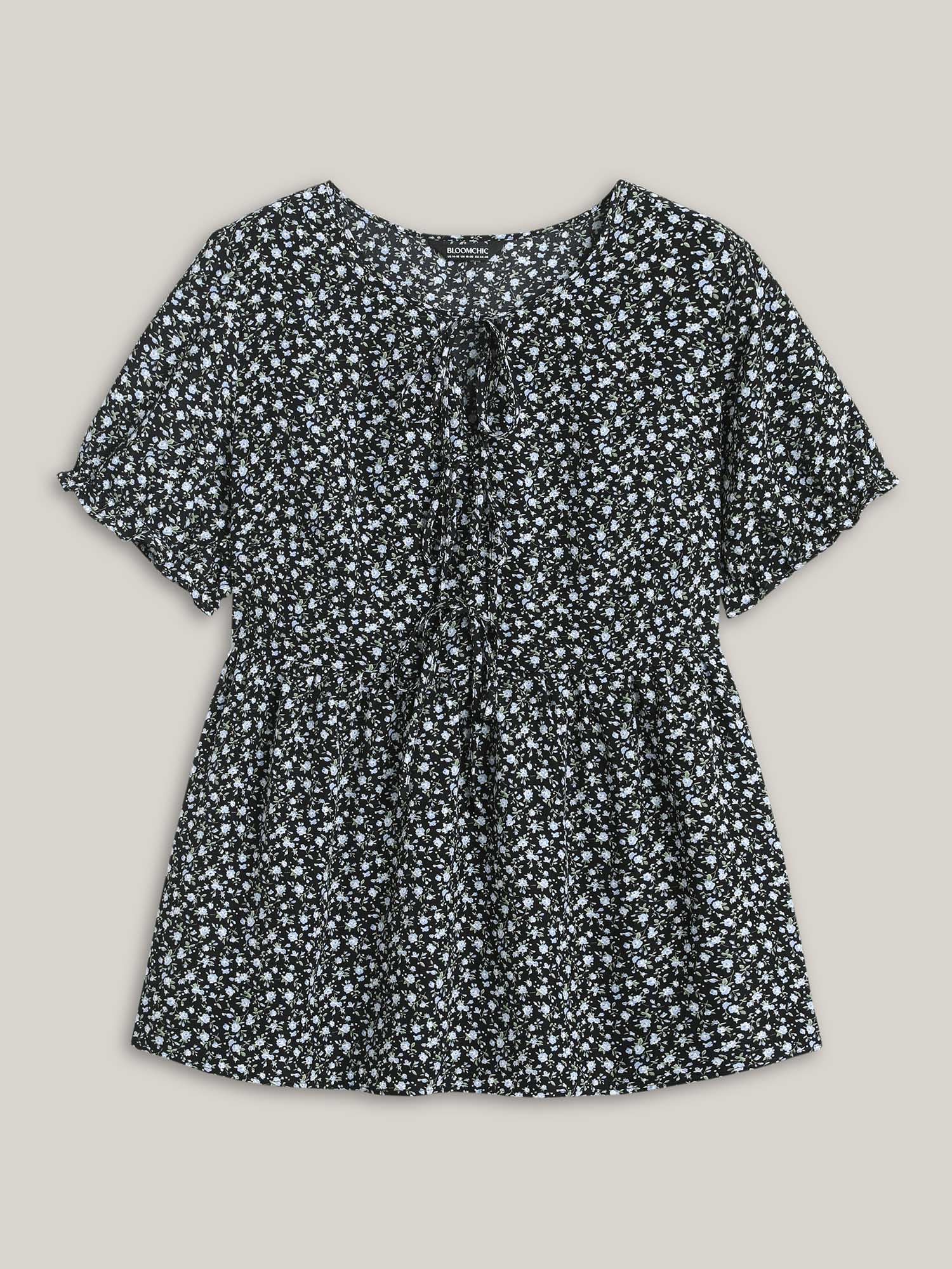 Ditsy Floral Print Bow-Tie Blouse