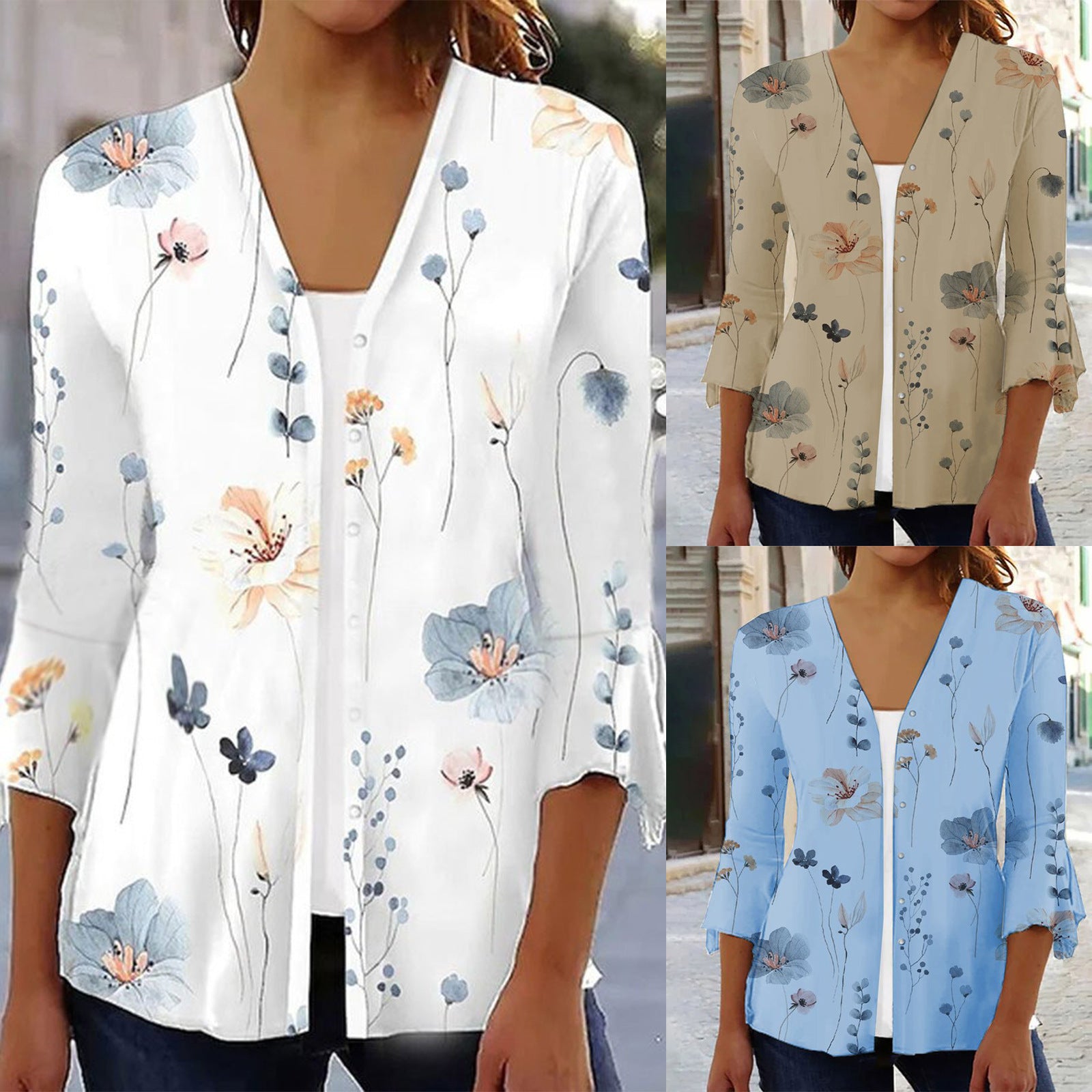 Women's Casual Fashion Printed Sleeve T-shirt