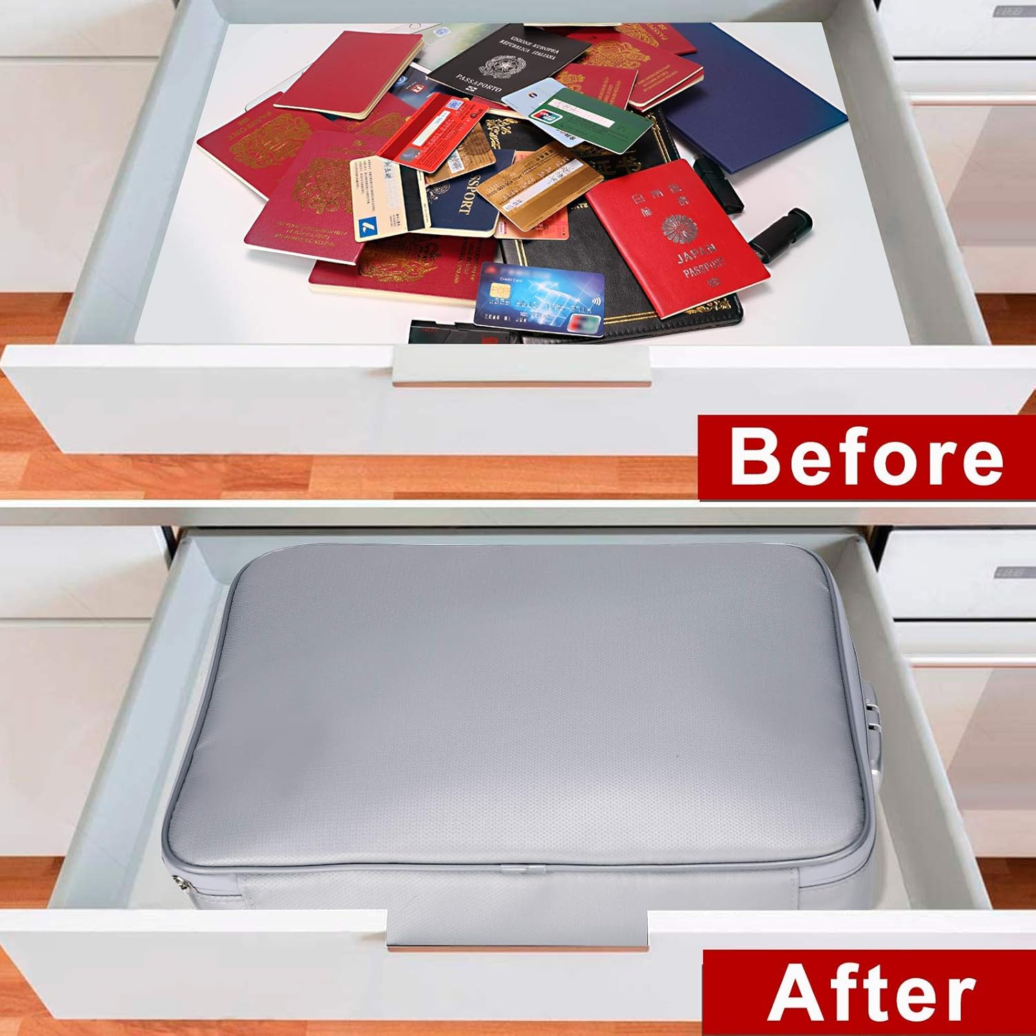 🔥Special Offer Today🔥5200°F Important Document Organizer with Lock,Upgraded Heat Insulated Fireproof＆Waterproof Box
