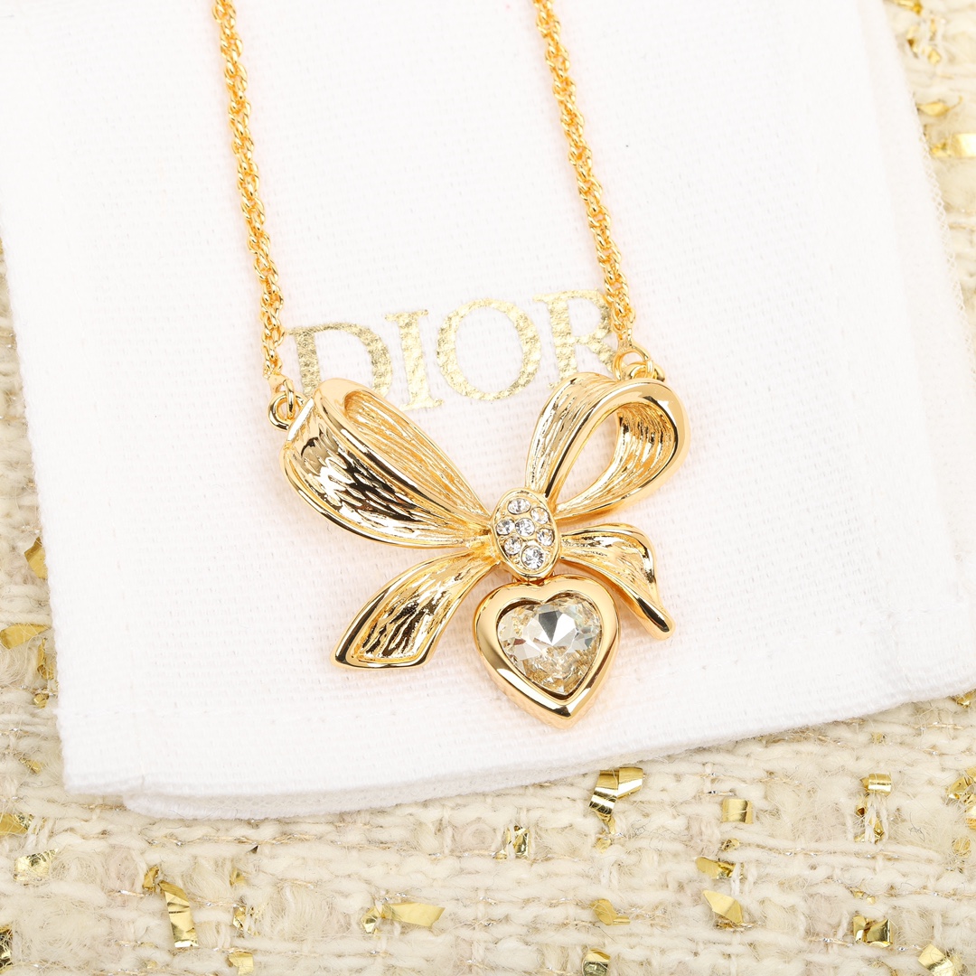 Dior Bow Heart Necklace
