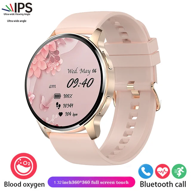 New women's smartwatch 1.32-inch Full screen touch Heart rate Blood oxygen Monitor HD Bluetooth Call Smartwatch for Android IOS