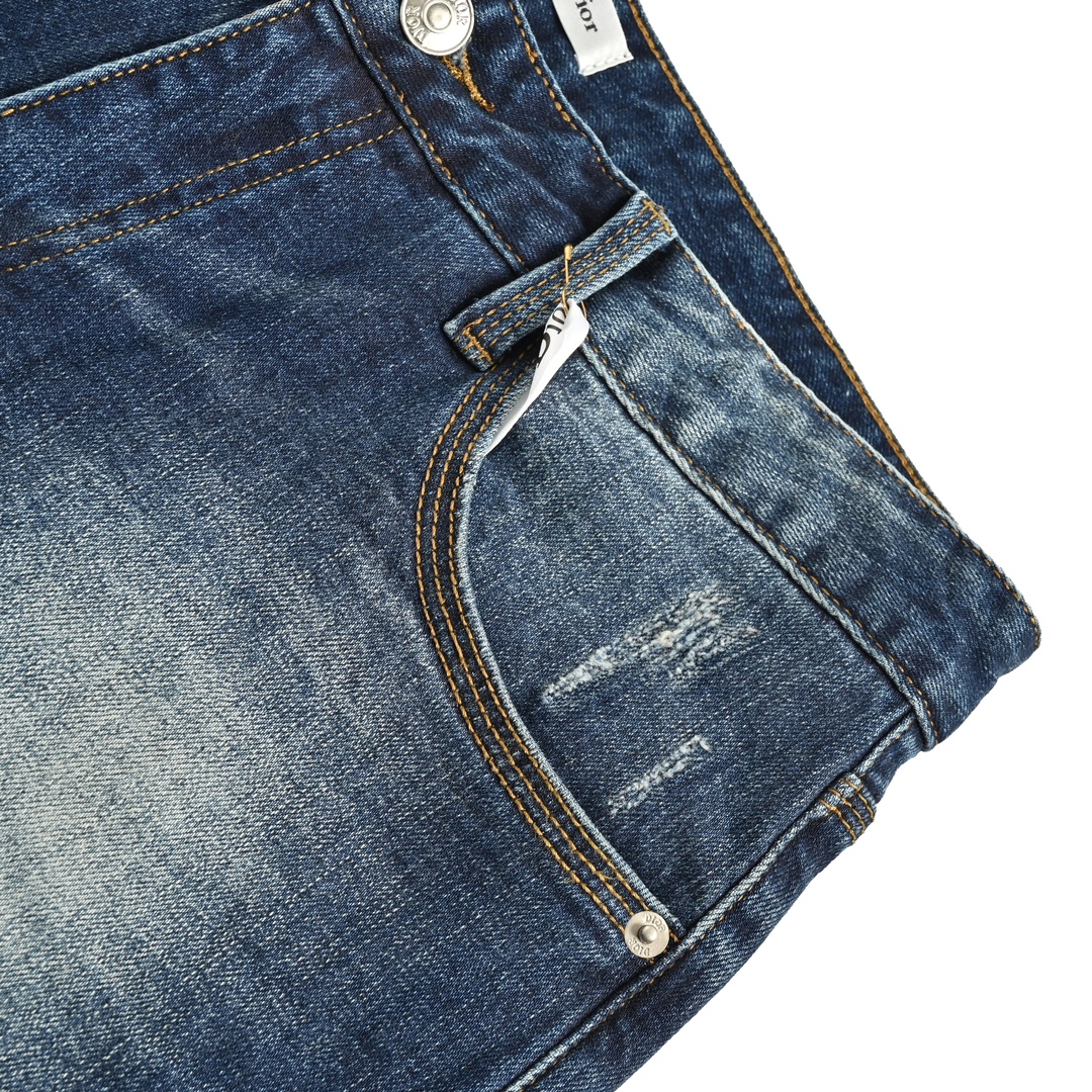 Dior pocket square silver logo embroidered jeans