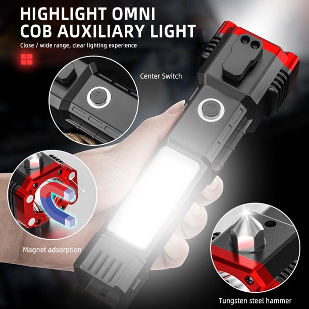 (🔥Last Day Promotion-SAVE 65% OFF)Rechargeable LED Multifunctional Portable Torch with Safety Hammer 70000 High Lumens-BUY 2 GET 10% OFF & FREE SHIPPING