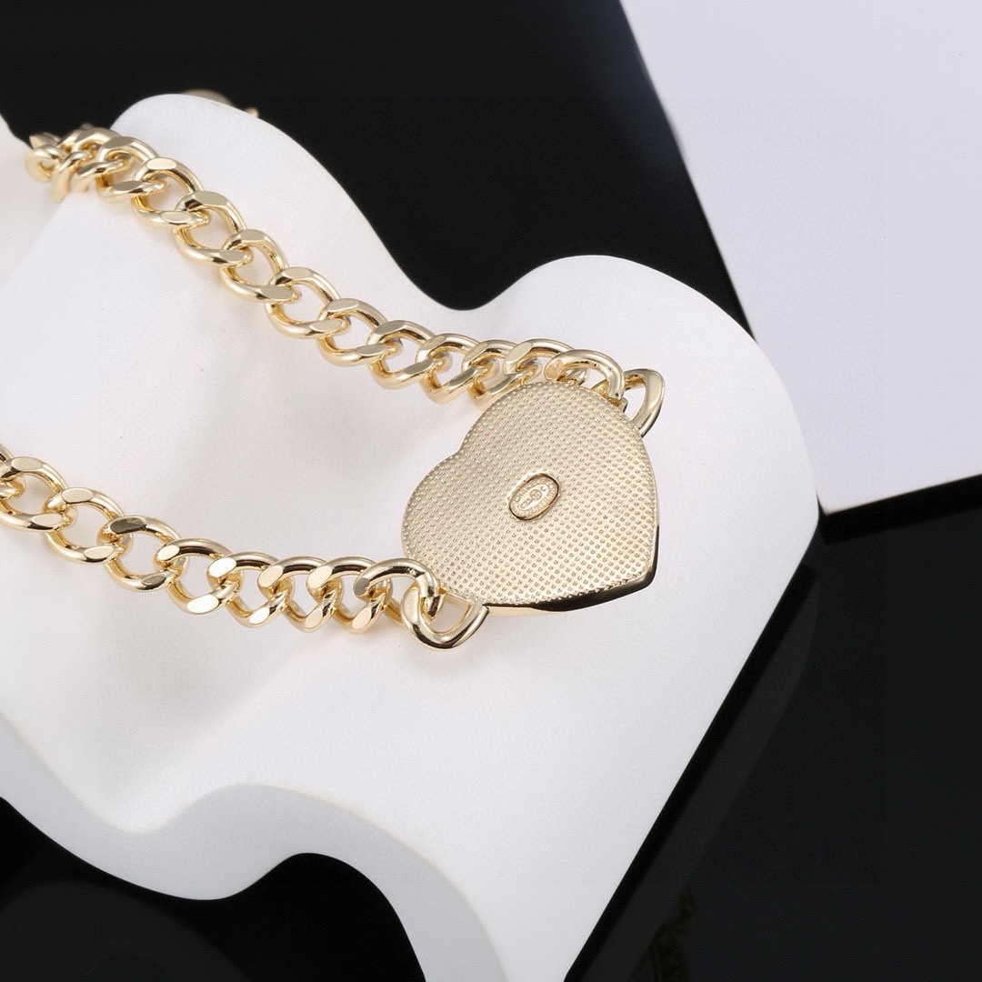 Chanel Heart Peach Bracelet Necklace