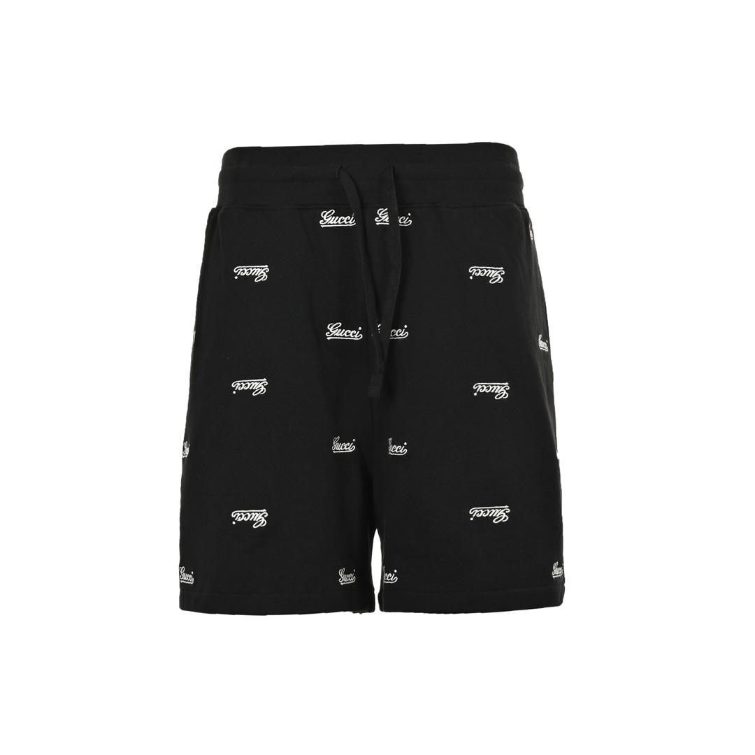 Gucci 24ss all over embroidered lettering logo shorts