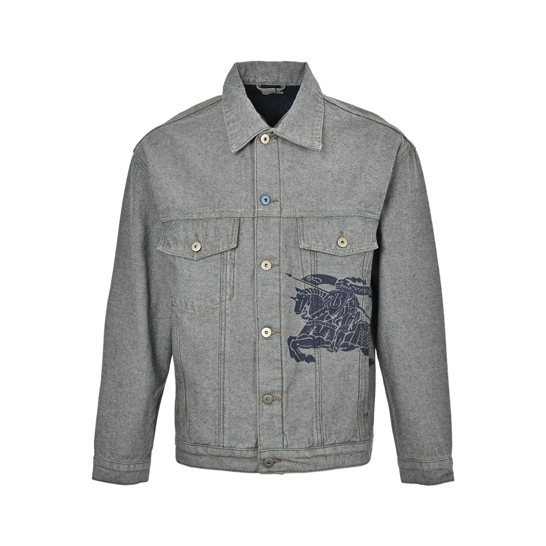 Burberry 24Fw horse print washed denim jacket
