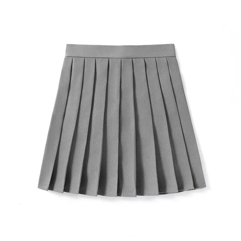 Solid Color Pleated Skirt