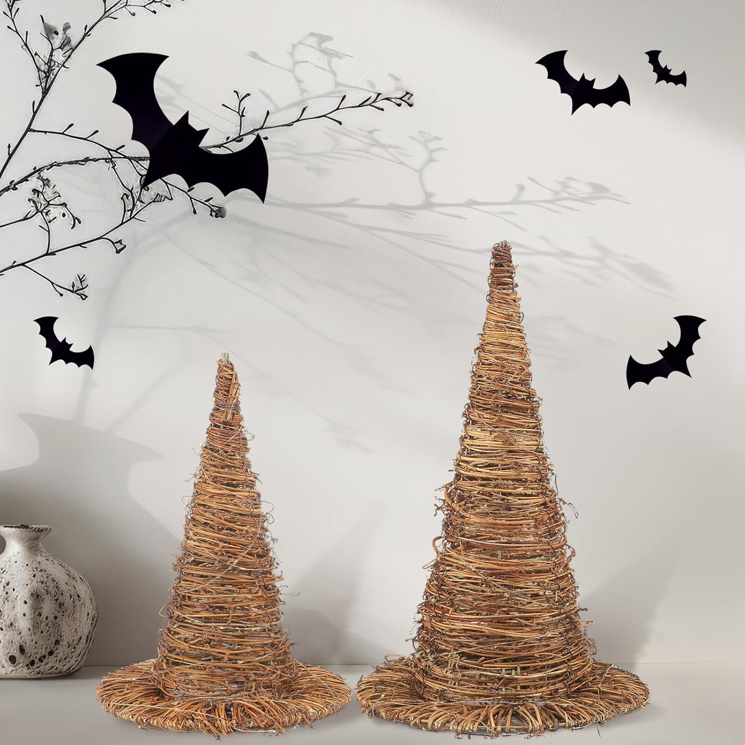 ✨Flash Sale✨Rattan Witch Hat Decor with String Lights