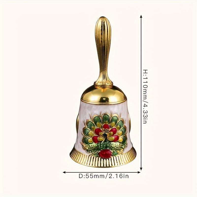 🦚🔔Handmade Peacock & Floral Antique Handbells – Vintage-Inspired Metal Bells