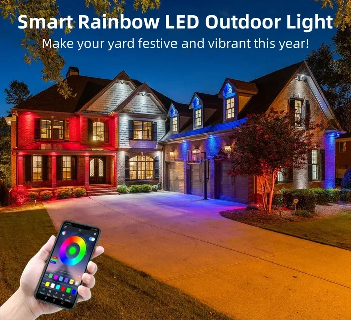 Outdoor IP68 Waterproof Led Strip Lights with Wi-Fi Bluetooth App Smart Control, Music Sync, Timer, Exterior Led Rope Lights for Decor Balcony, Roof, Garden, Pool