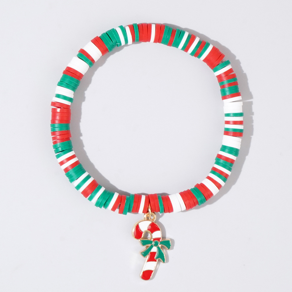 Christmas hand colored polymer clay beaded bracelet set gift