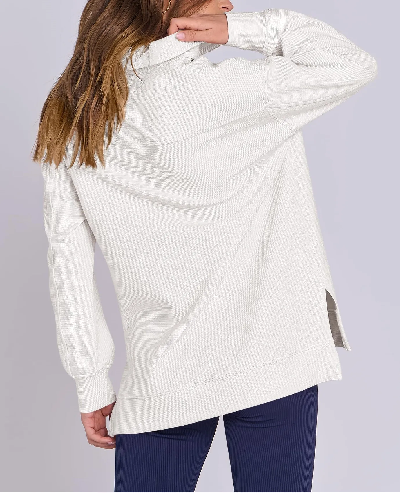 WOMEN'S QUARTER ZIP OVERSIZED KNIT PULLOVER (BUY 2 FREE SHIPPING)