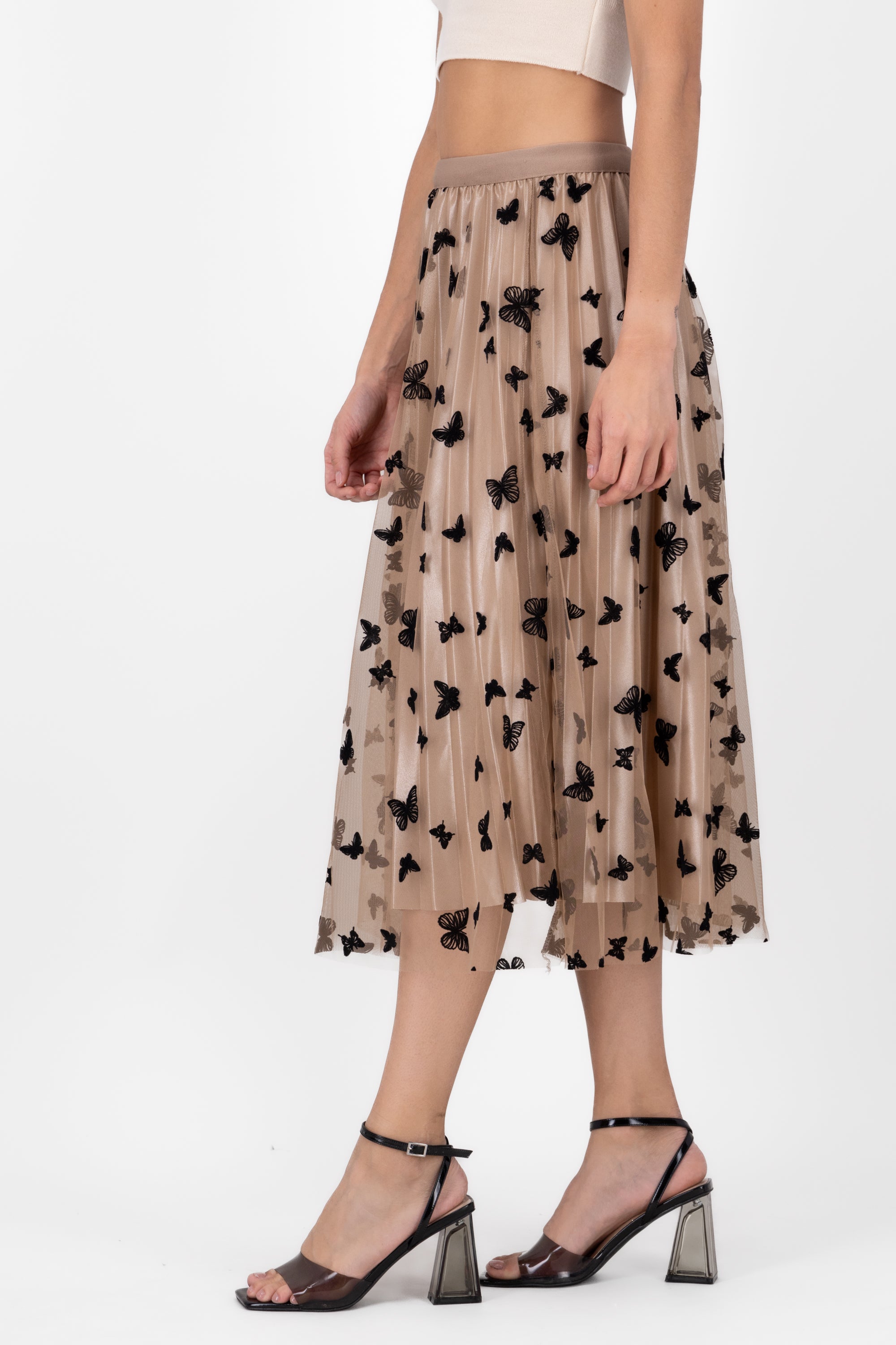 ButterflyPrint Tulle MidiSkirt