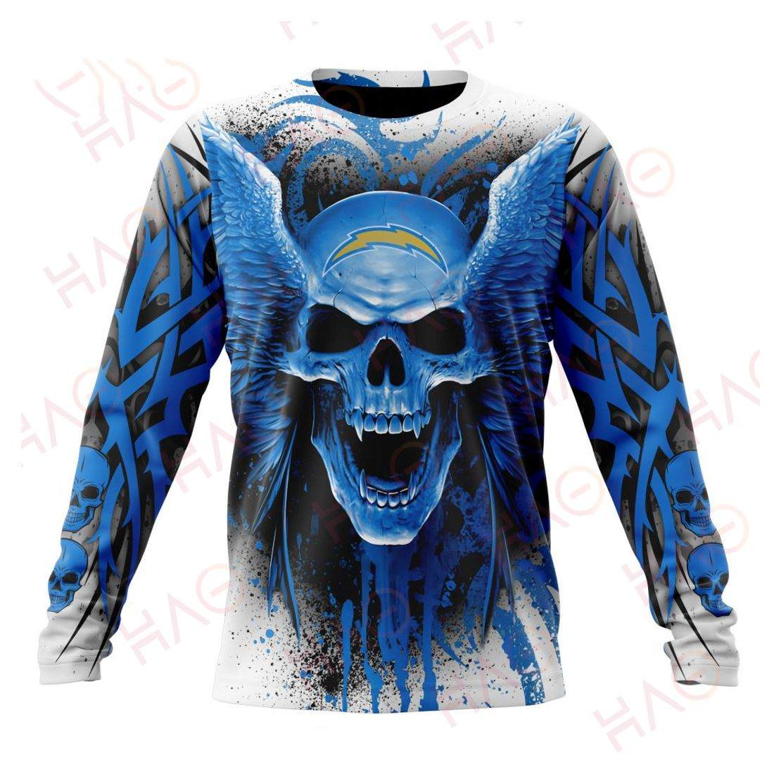 LOS ANGELES CHARGERS 3D HOODIE SKULL ART