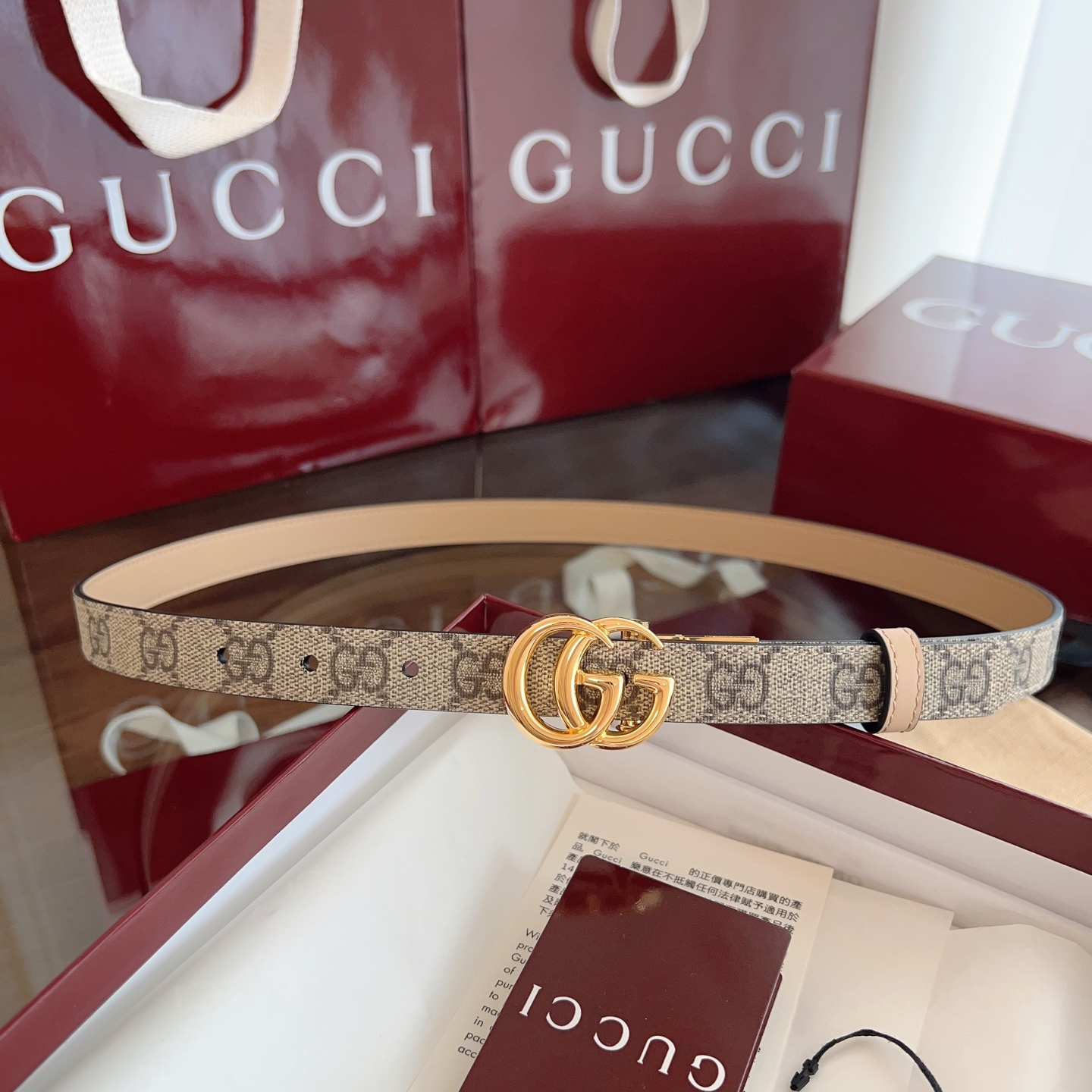 Gucci 2025 new double G buckle leather belt width 2.0cm